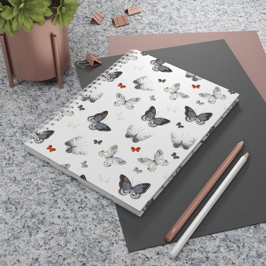 Butterfly Pattern Spiral Notebook — Floral-Inspired Journal for School, Notes & Gifts