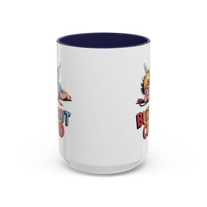 Burnout Cupid Coffee Mug — Cute Tired Cupid Accent Mug (11/15 oz)