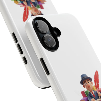 iPhone Phone Case — Cute Writer Sitting on Books with Feather Pen