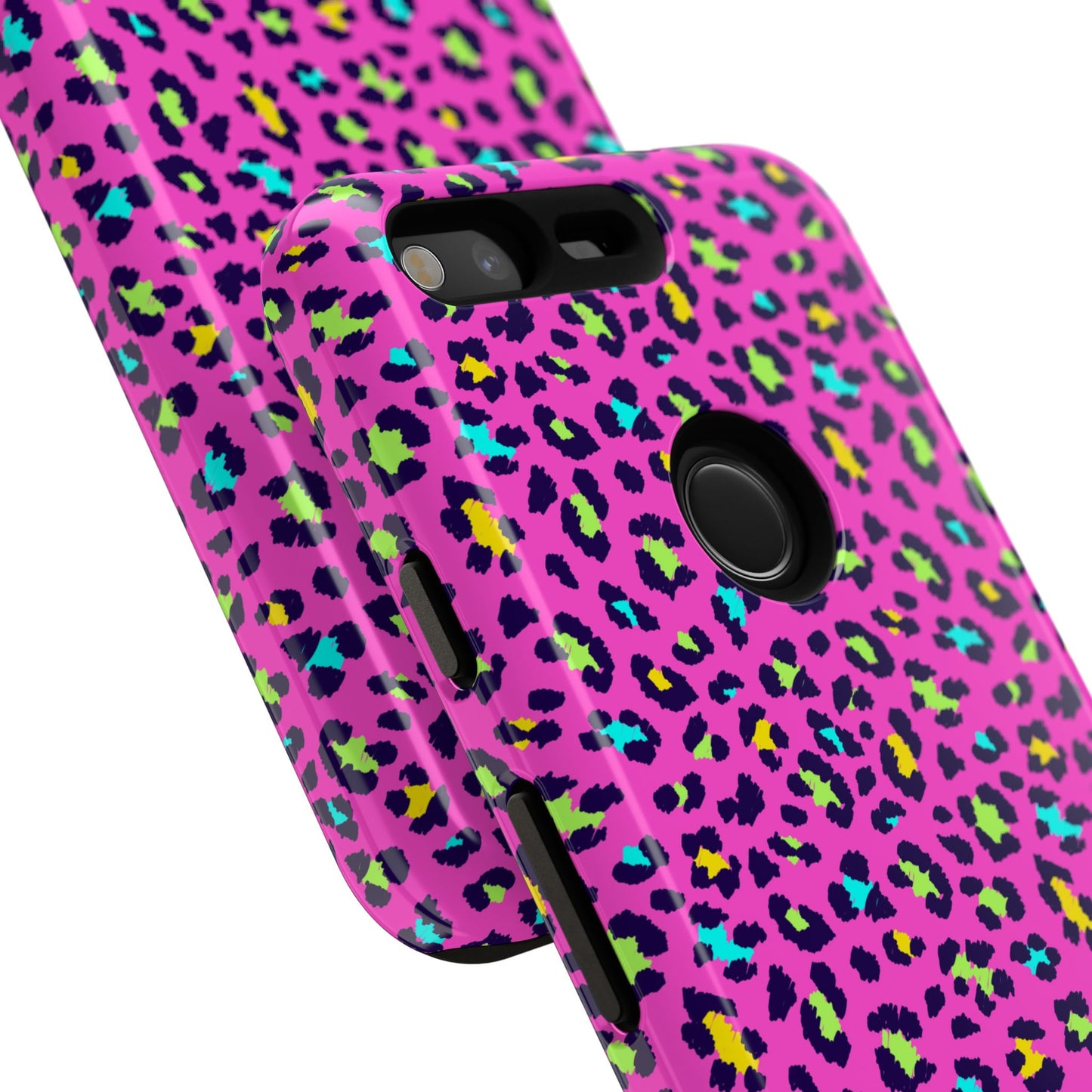 Funda resistente para teléfono Google Pink Neon Leopard: protector con estampado animal brillante