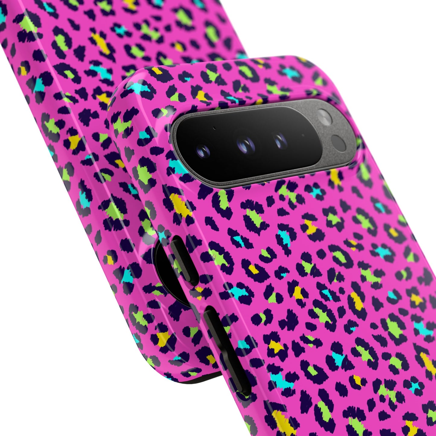 Funda resistente para teléfono Google Pink Neon Leopard: protector con estampado animal brillante