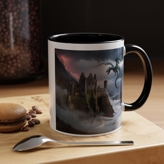 Fantasy Dragon Accent Coffee Mug, Unique Coffee Cup, Magical Gift for Dragon Lovers, Birthday Present, Home Decor for Fantasy Fans