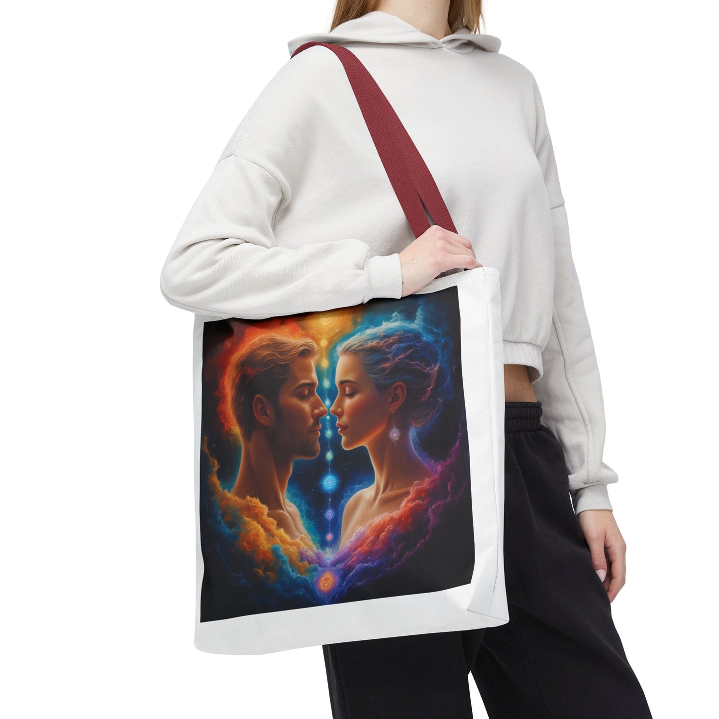 Mystic Soulmates Tote Bag — Celestial Couple Art AOP Tote
