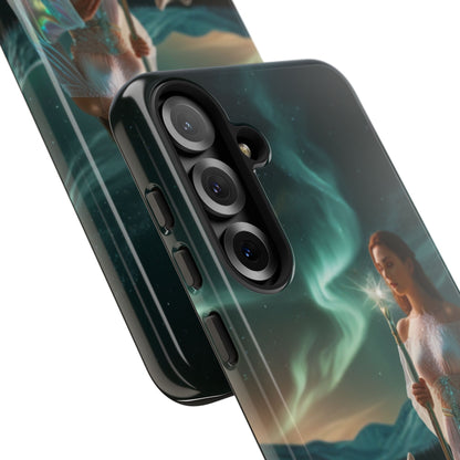 Samsung Aurora Guardian Handyhülle – Mystic Woman &amp; Wolf Magic Galaxy Schutz