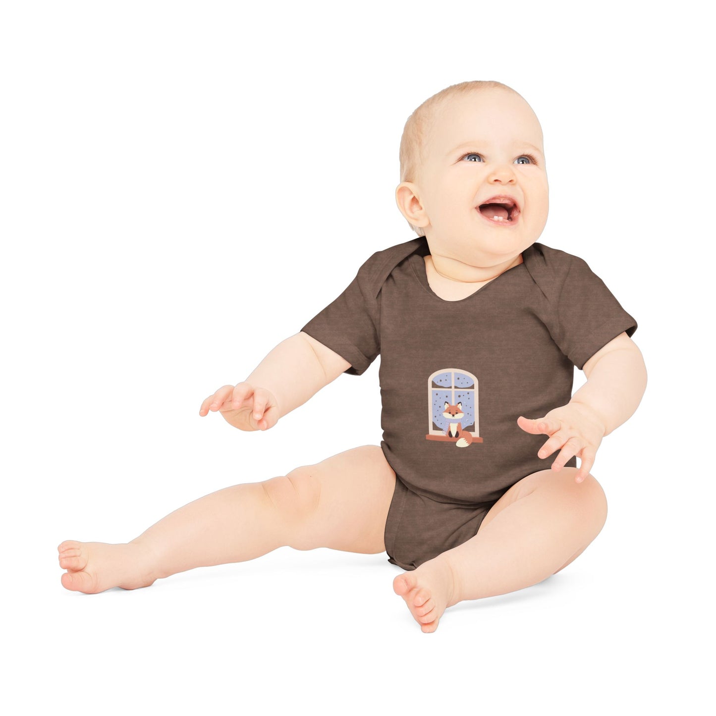 Baby Bodysuit — Cozy Fox by the Window Organic Short Sleeve Baby Onesie