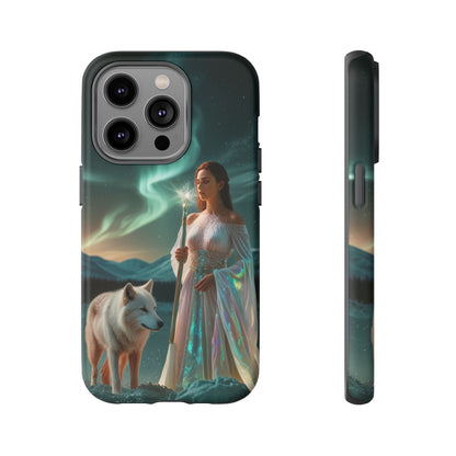 iPhone Mystic Guardian Phone Case — Aurora Wolf Woman Protective Cover
