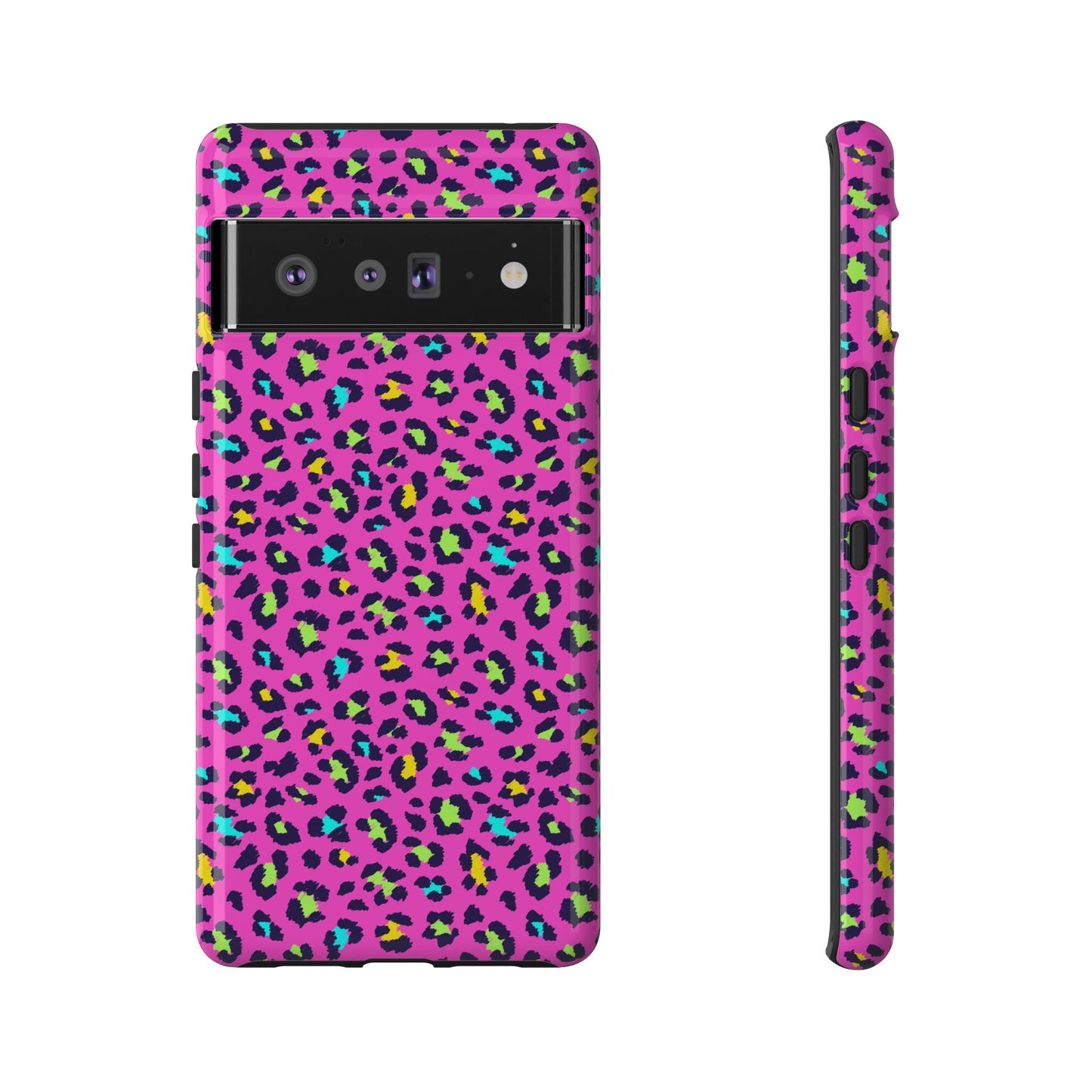 Funda resistente para teléfono Google Pink Neon Leopard: protector con estampado animal brillante