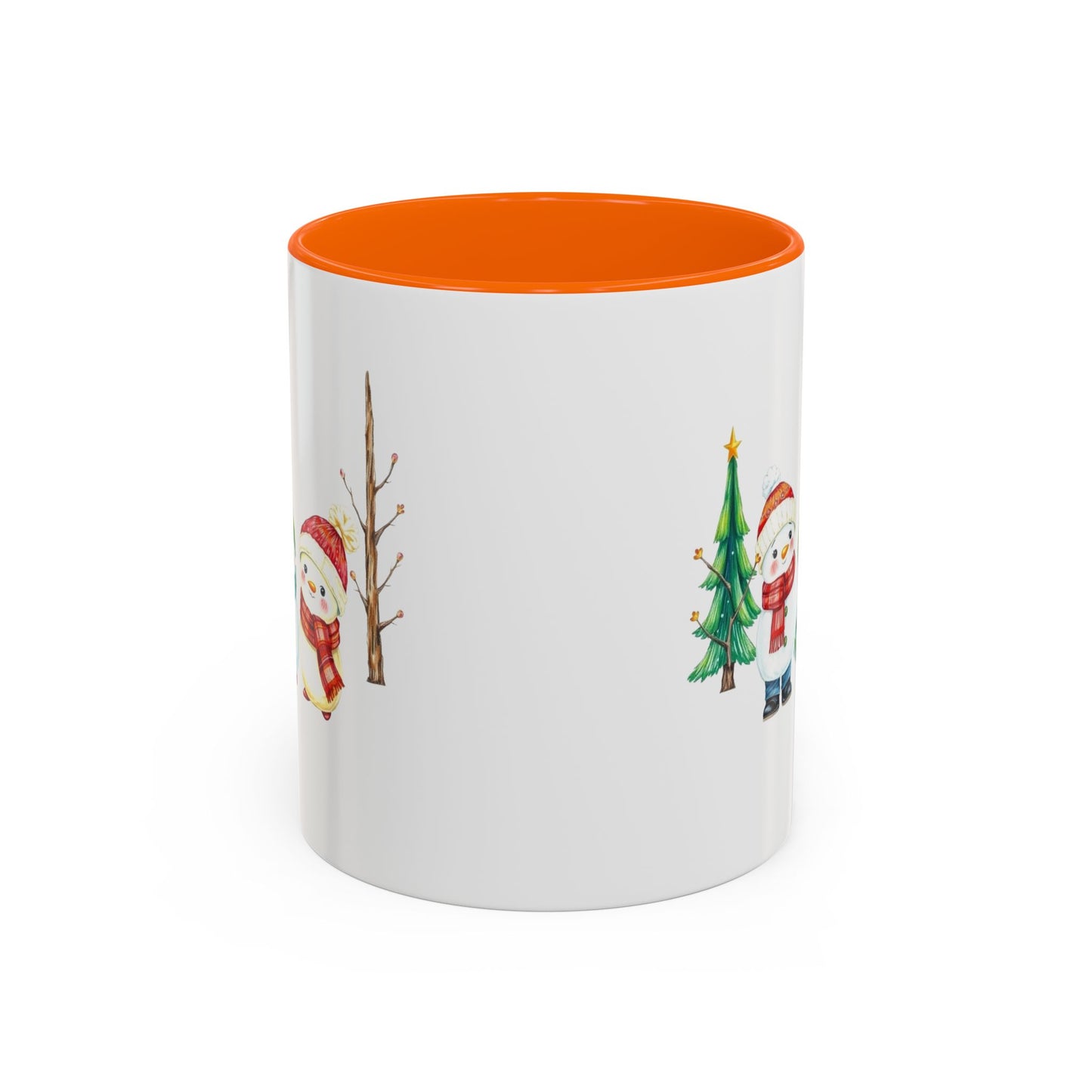 Christmas Snowman Mug — Cute Holiday Coffee Cup with Festive Tree & Snowmen (11/15oz)