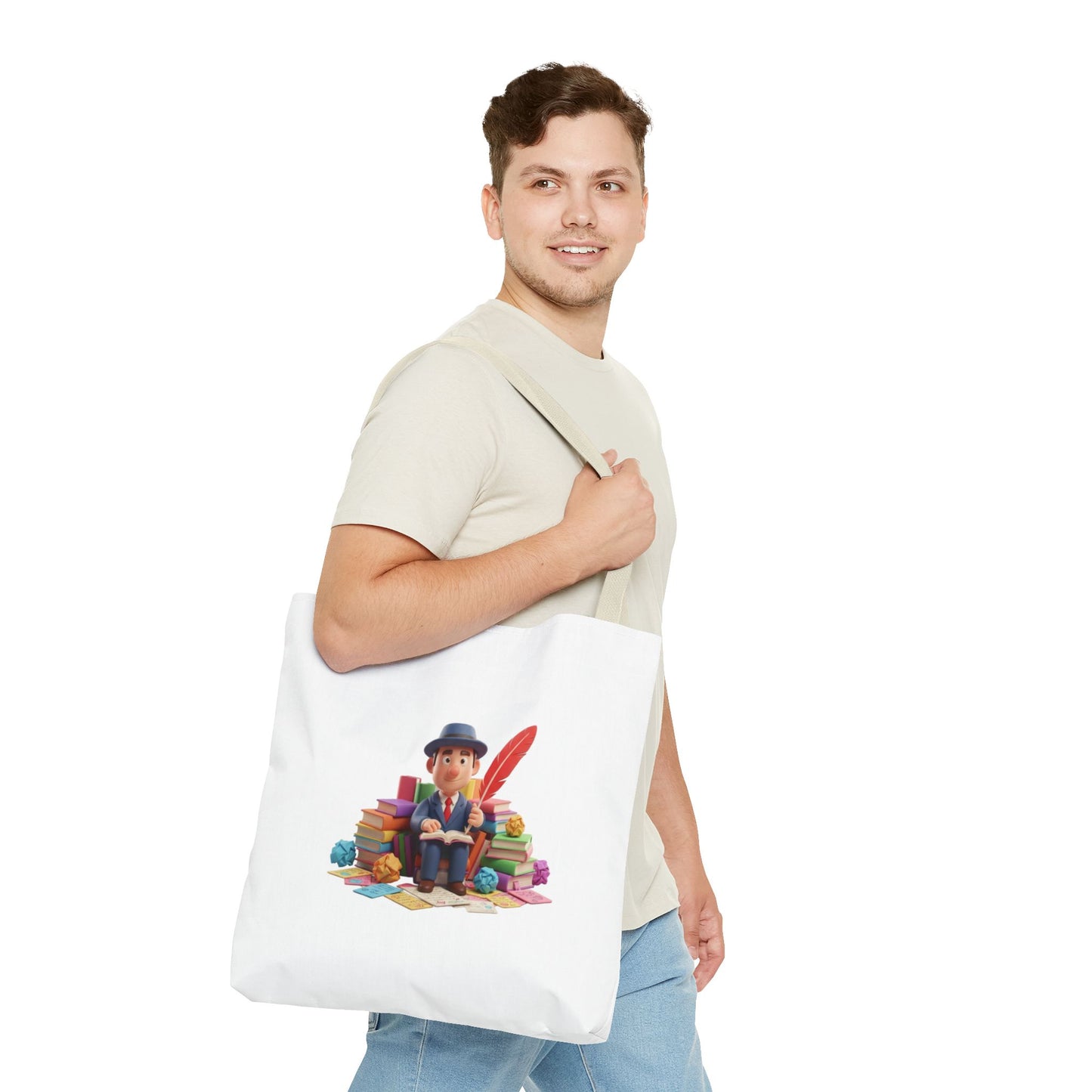 Tote — Cute Bookworm Writer Illustration Tote Bag