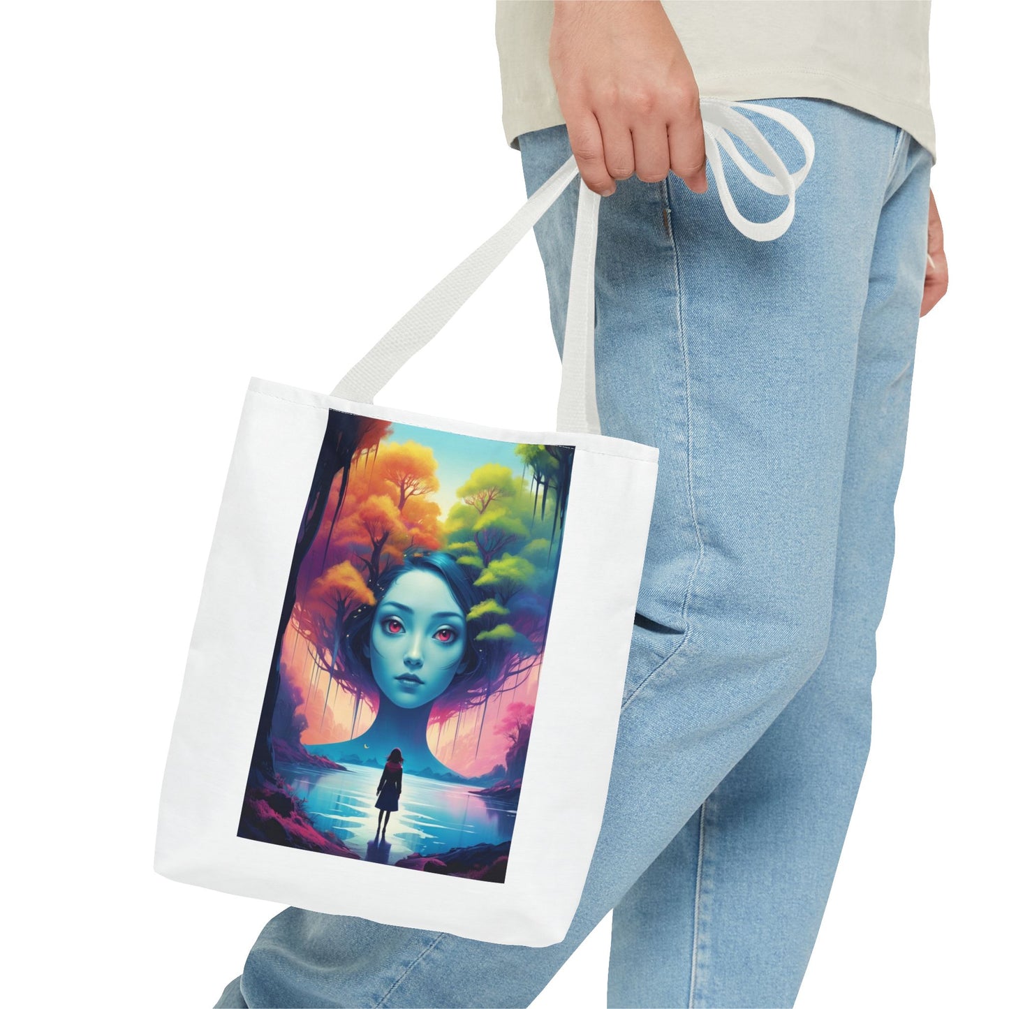 Dreamscape Portrait Tote Bag — Surreal Forest Girl Art