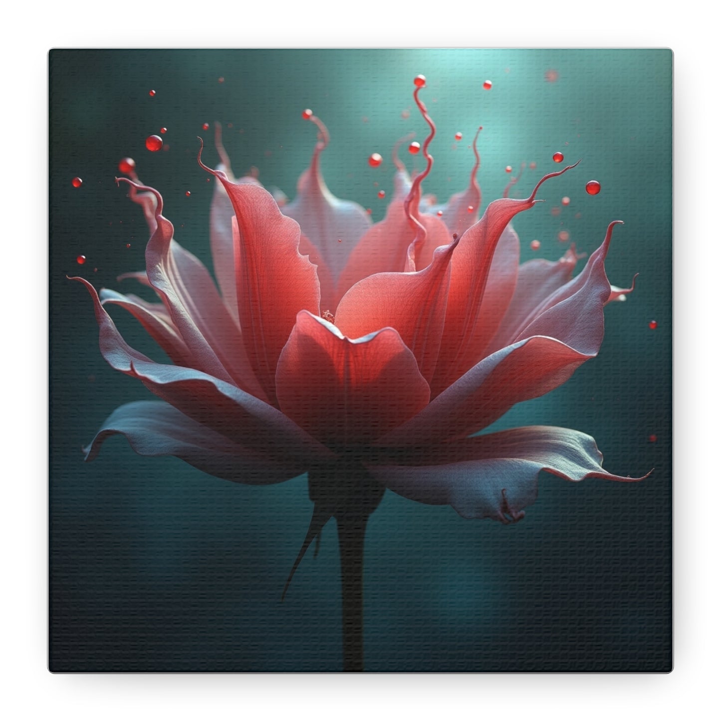 Red Lotus Matte Canvas Wall Art — Stretched 1.25" Floral Print