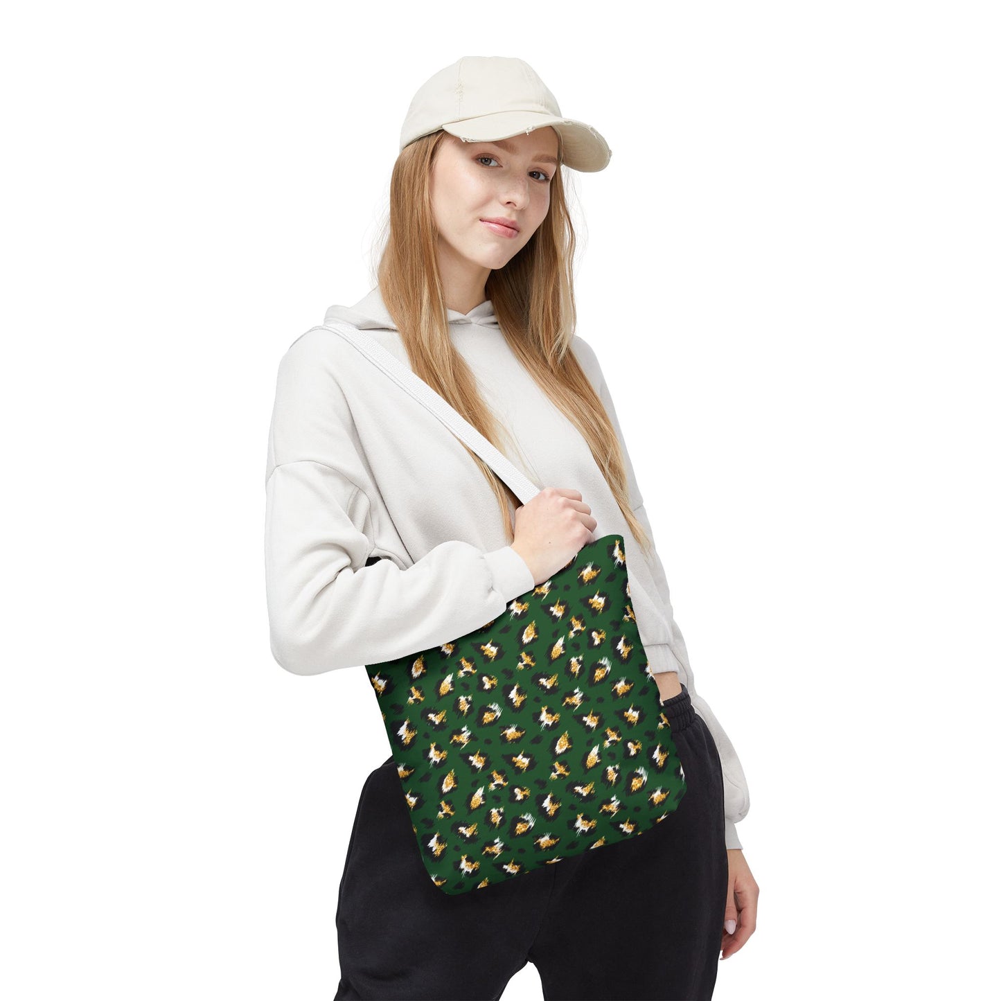 Green Leopard Print Tote Bag – Patterned All-Over-Print Shopper