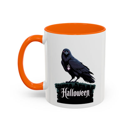 Halloween Raven Coffee Mug, Black Accent Mug, Spooky Drinkware, Unique Gift for Fall, Coffee Lover's Halloween Décor