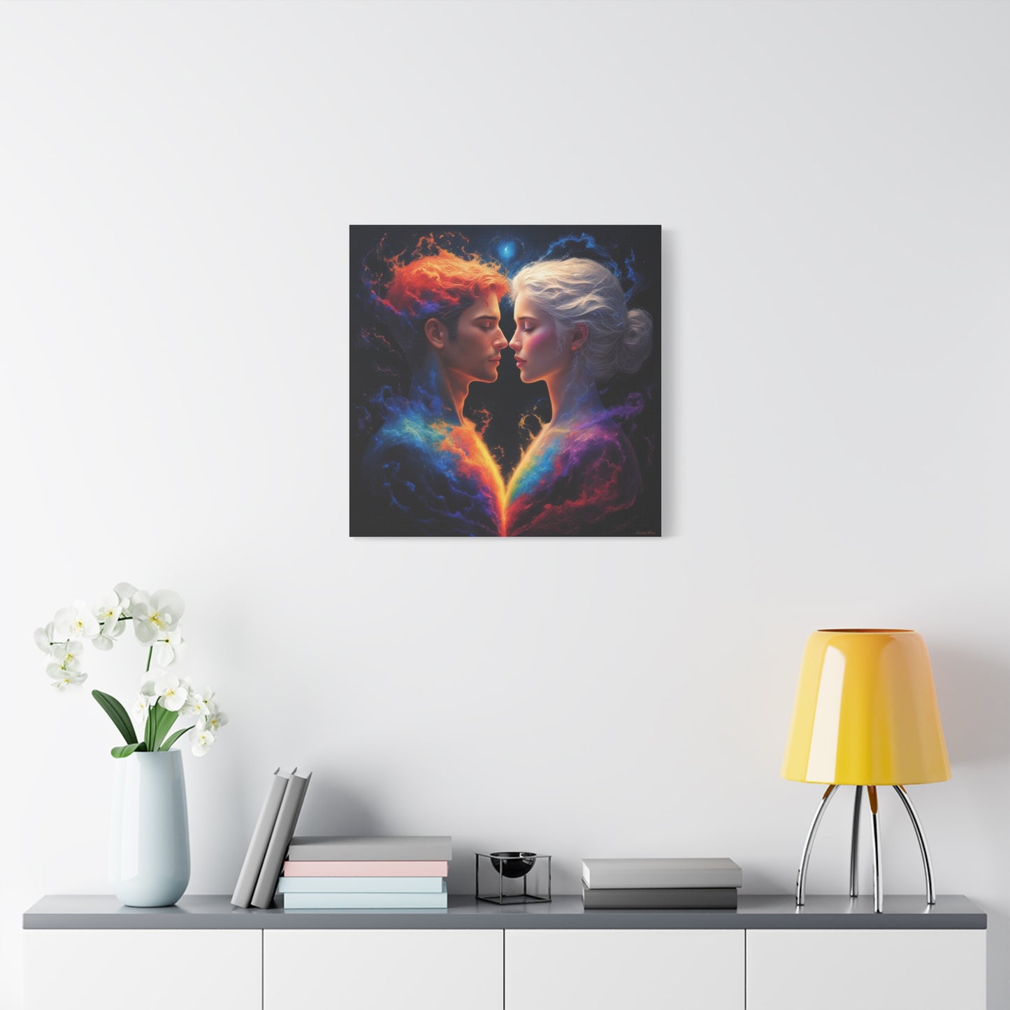 Cosmic Lovers Matte Canvas Art — Fire & Ice Romantic Wall Decor