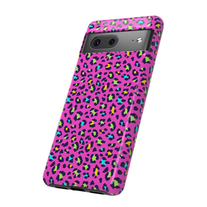Funda resistente para teléfono Google Pink Neon Leopard: protector con estampado animal brillante