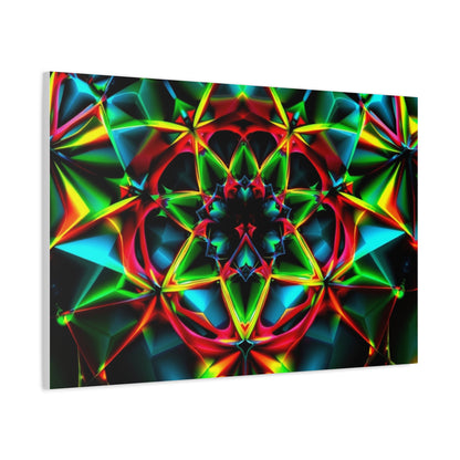 Kaleidoscope Neon Mandala Matte Canvas Wall Art