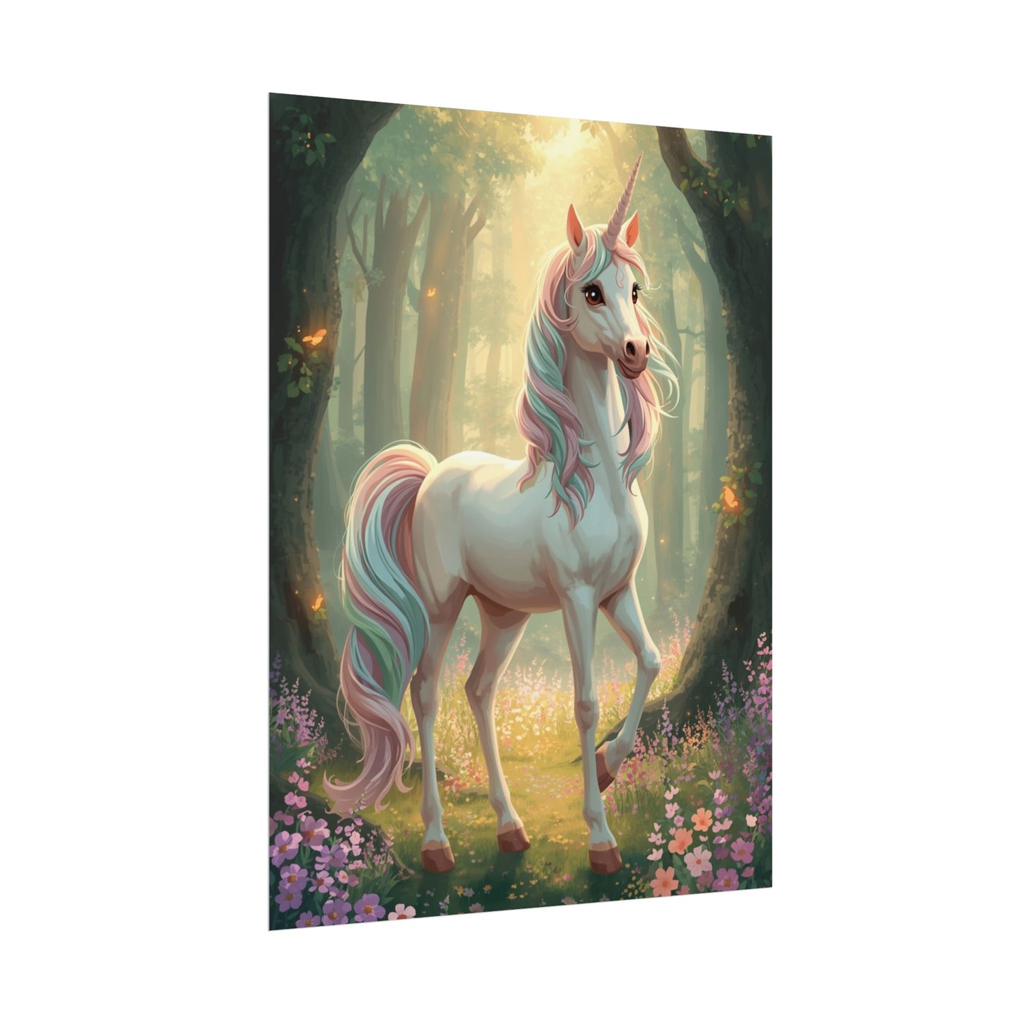 Unicorn Forest Poster — Magical Pastel Unicorn Wall Art
