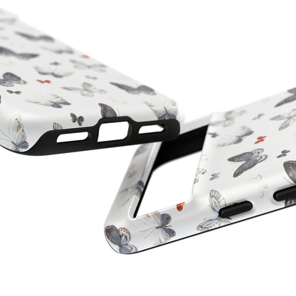 Google Butterfly Pattern Tough Phone Case — White Floral Protective Cover