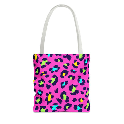 Neon Pink Leopard Print Tote Bag — Bright Animal Print Shopper