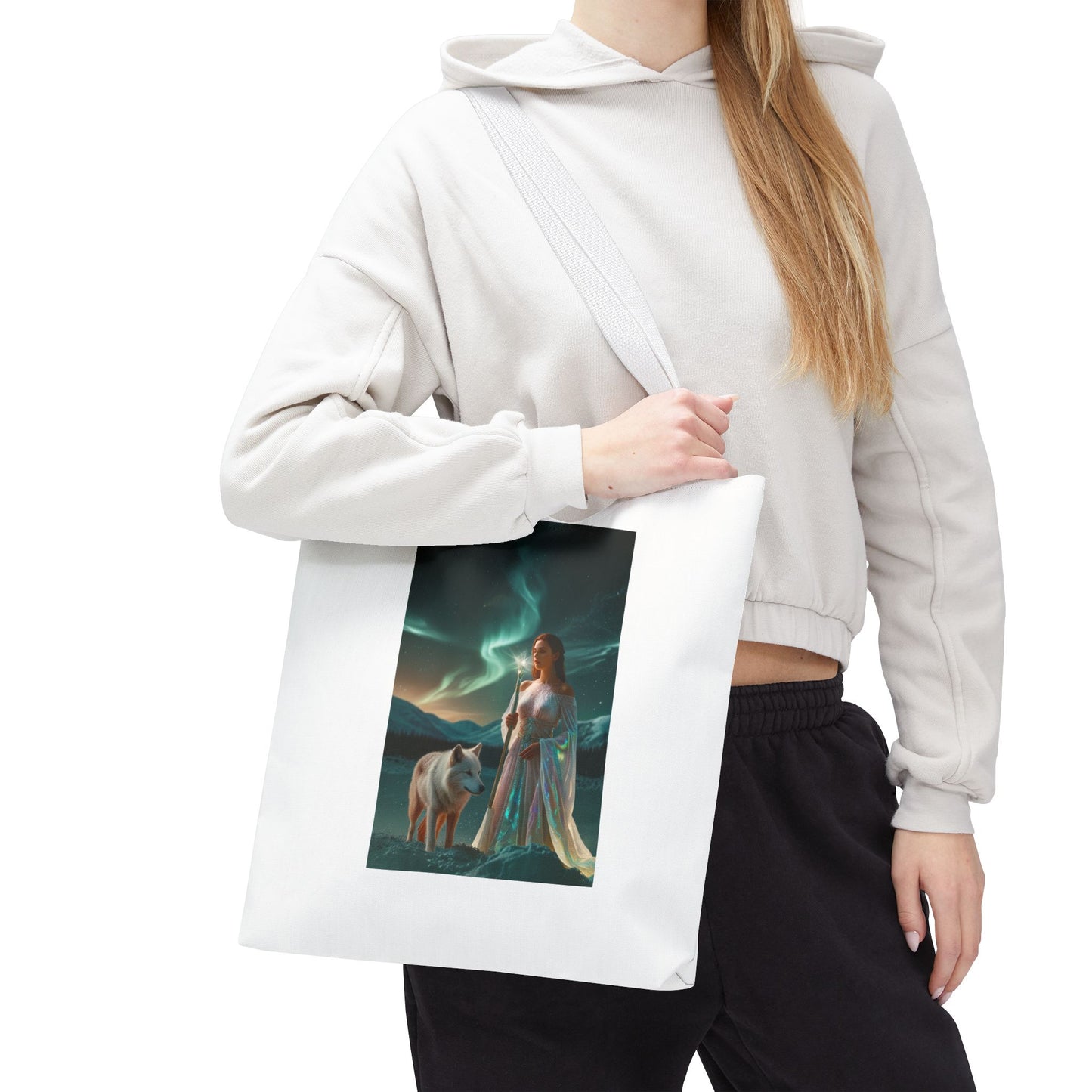 Tragetasche – Mystische Frau mit Wolf Aurora Art Tote