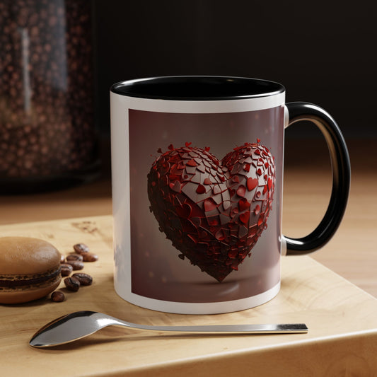 Heart Mosaic Accent Coffee Mug — Romantic Valentine’s Day Gift (11/15 oz)