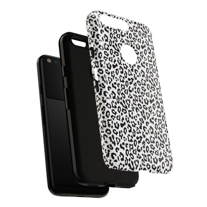 Funda para teléfono con estampado de leopardo de Google: resistente, en blanco y negro