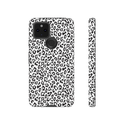 Funda para teléfono con estampado de leopardo de Google: resistente, en blanco y negro