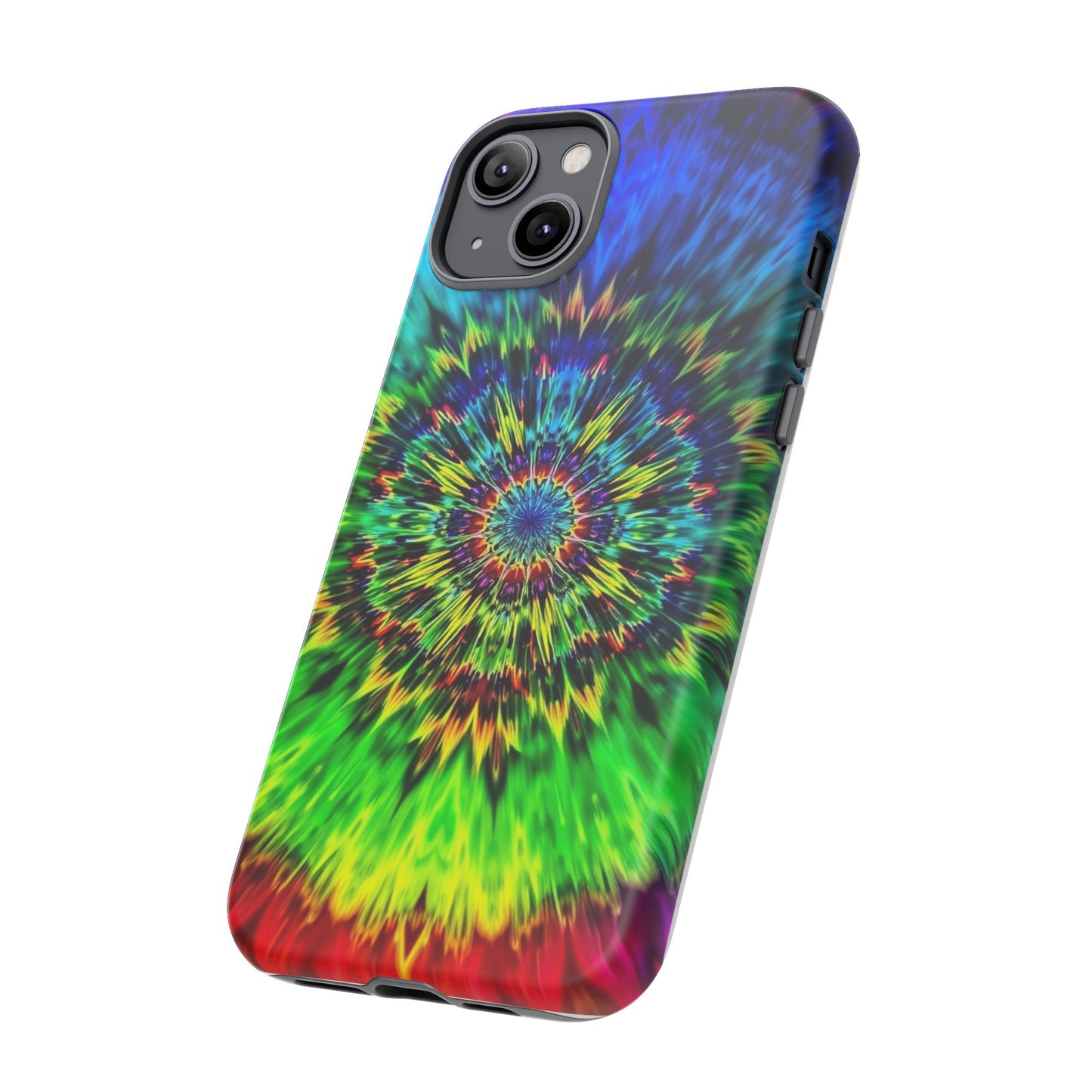 Funda resistente para teléfono con diseño de mandala psicodélico: protección vibrante con efecto tie-dye
