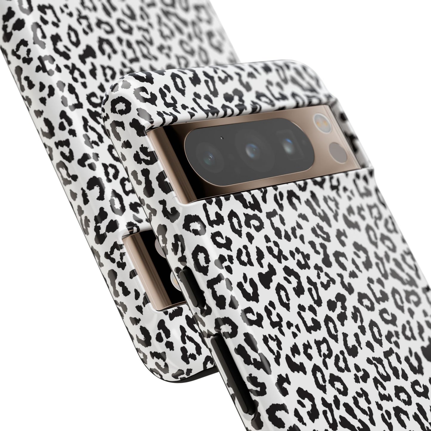 Funda para teléfono con estampado de leopardo de Google: resistente, en blanco y negro