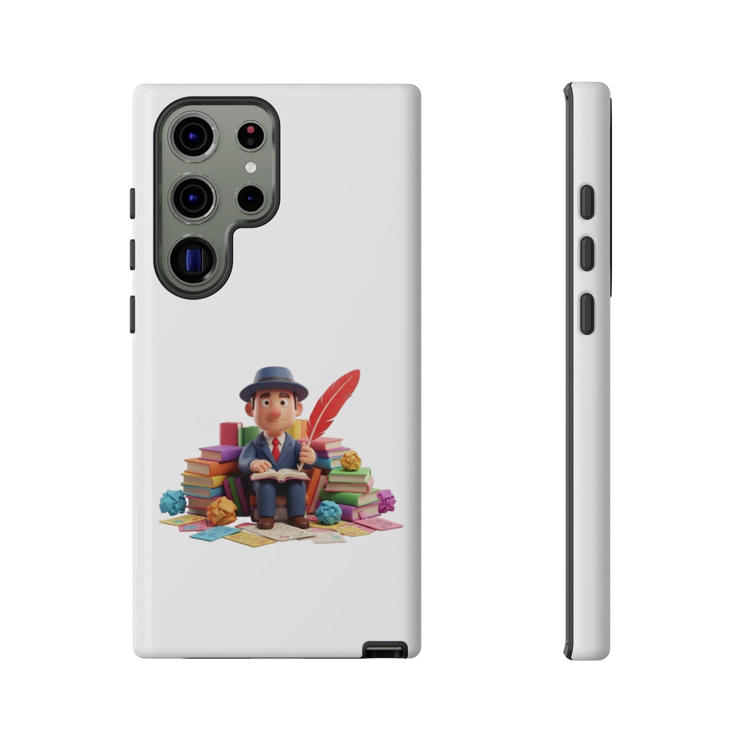 Samsung Bookworm Illustration Phone Case — Cute Scholar with Feather Pen