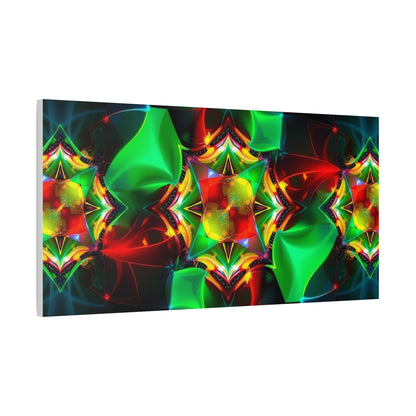 Kaleidoscope Abstract Matte Canvas Wall Art — Vibrant Green & Red Stretched Print