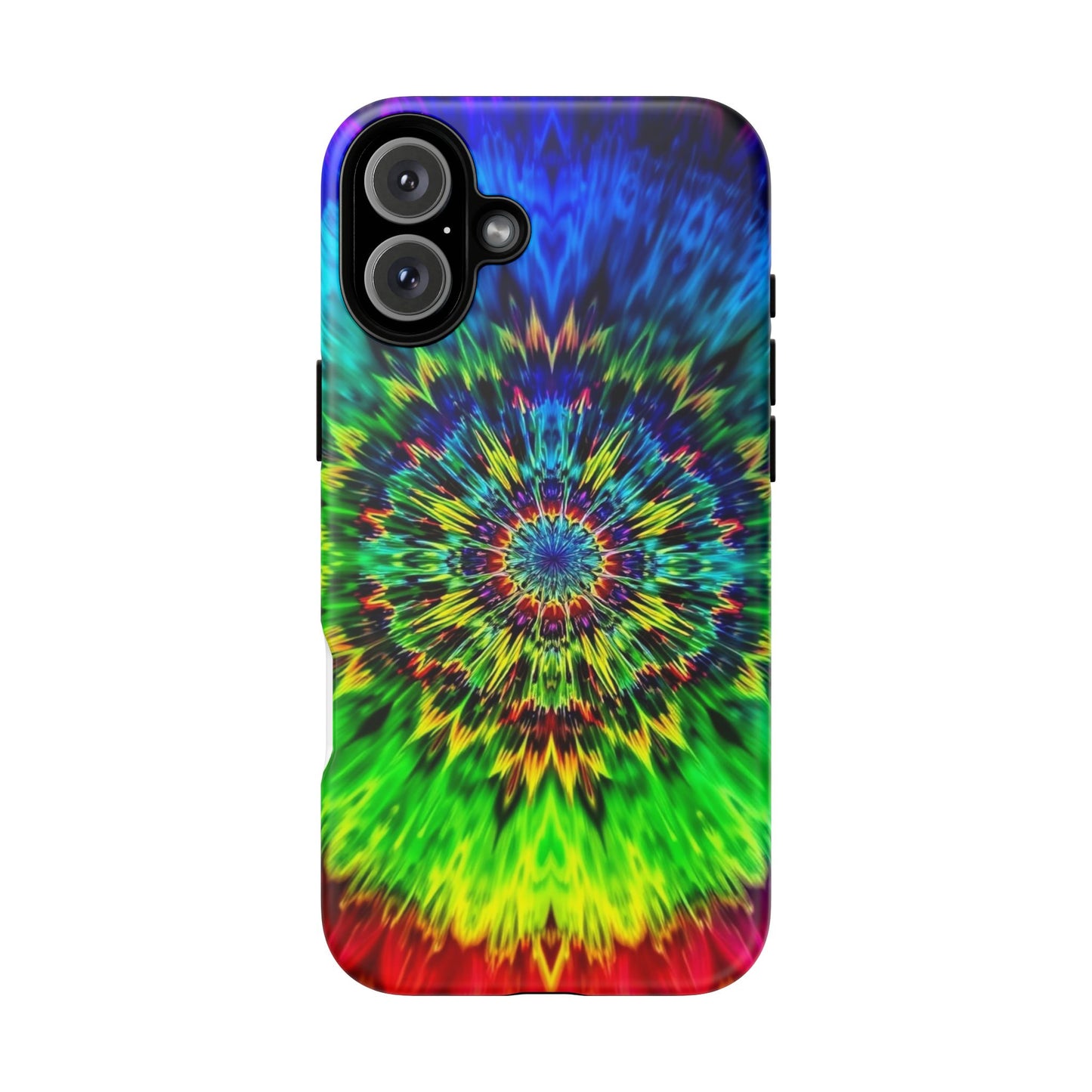 Funda resistente para teléfono con diseño de mandala psicodélico: protección vibrante con efecto tie-dye
