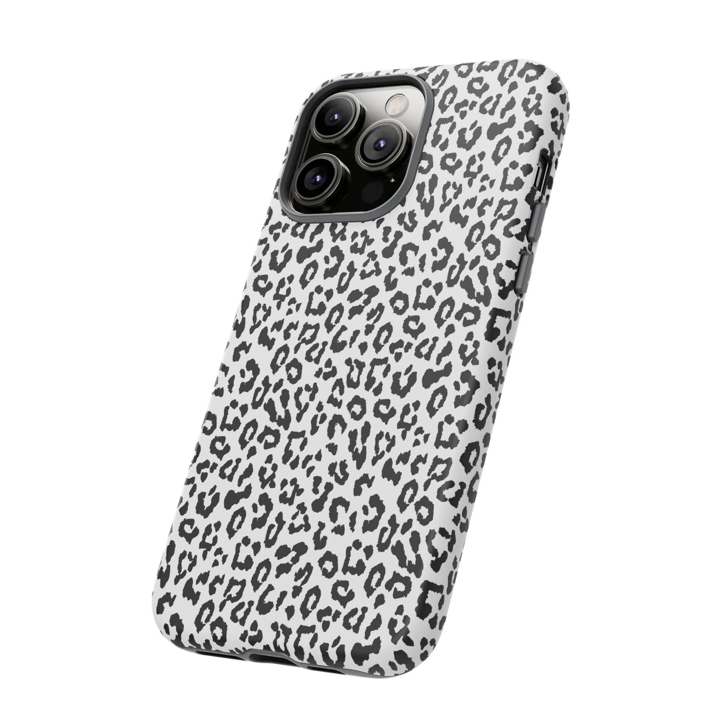 iPhone Leopard Print Tough Phone Case - Black & White Protective Cover