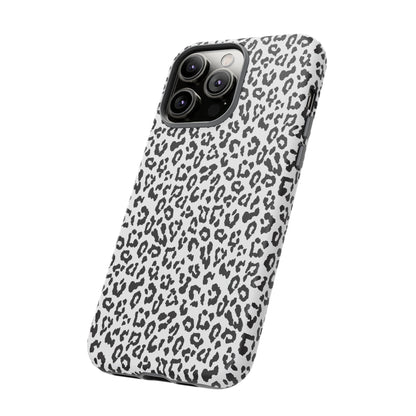 iPhone Leopard Print Tough Phone Case - Black & White Protective Cover