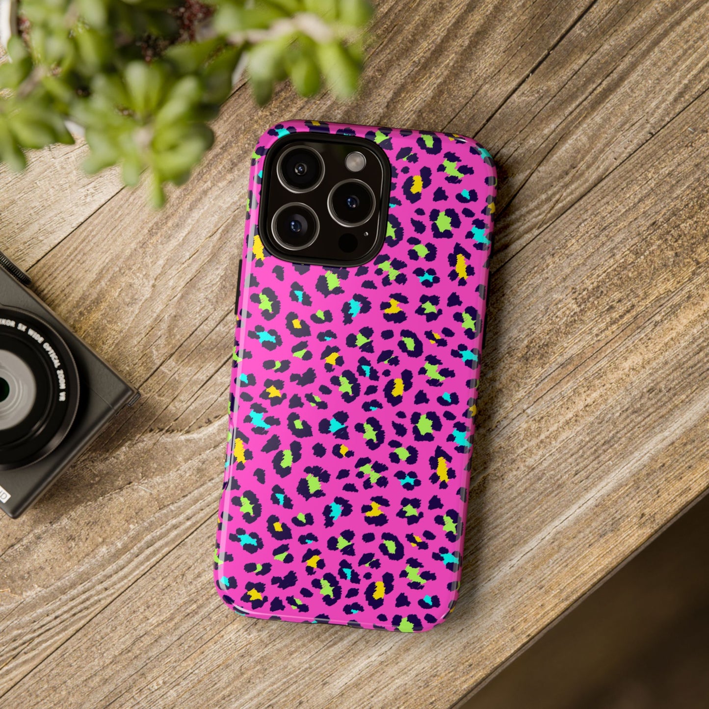 iPhone Pink Neon Leopard Phone Case — Bold Protective iPhone Cover