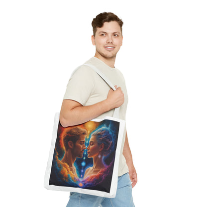 Mystic Soulmates Tote Bag — Celestial Couple Art AOP Tote