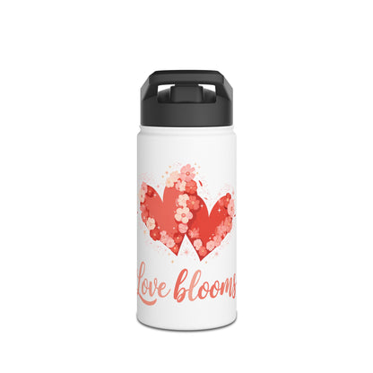 Edelstahl-Trinkflasche „Love Blooms“ – Isolierflasche mit Blumenherz