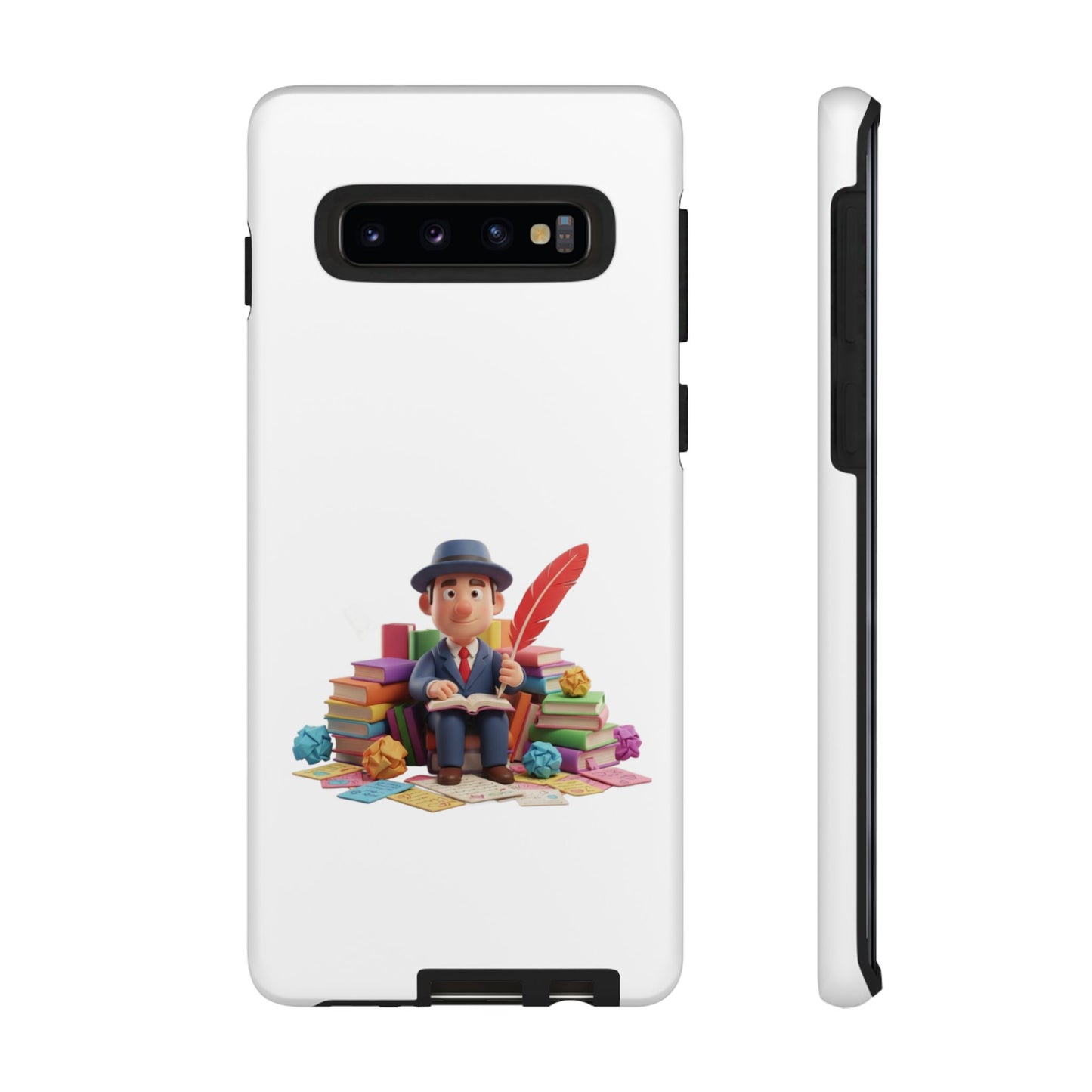 Samsung Bookworm Illustration Phone Case — Cute Scholar with Feather Pen