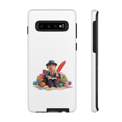 Samsung Bookworm Illustration Phone Case — Cute Scholar with Feather Pen