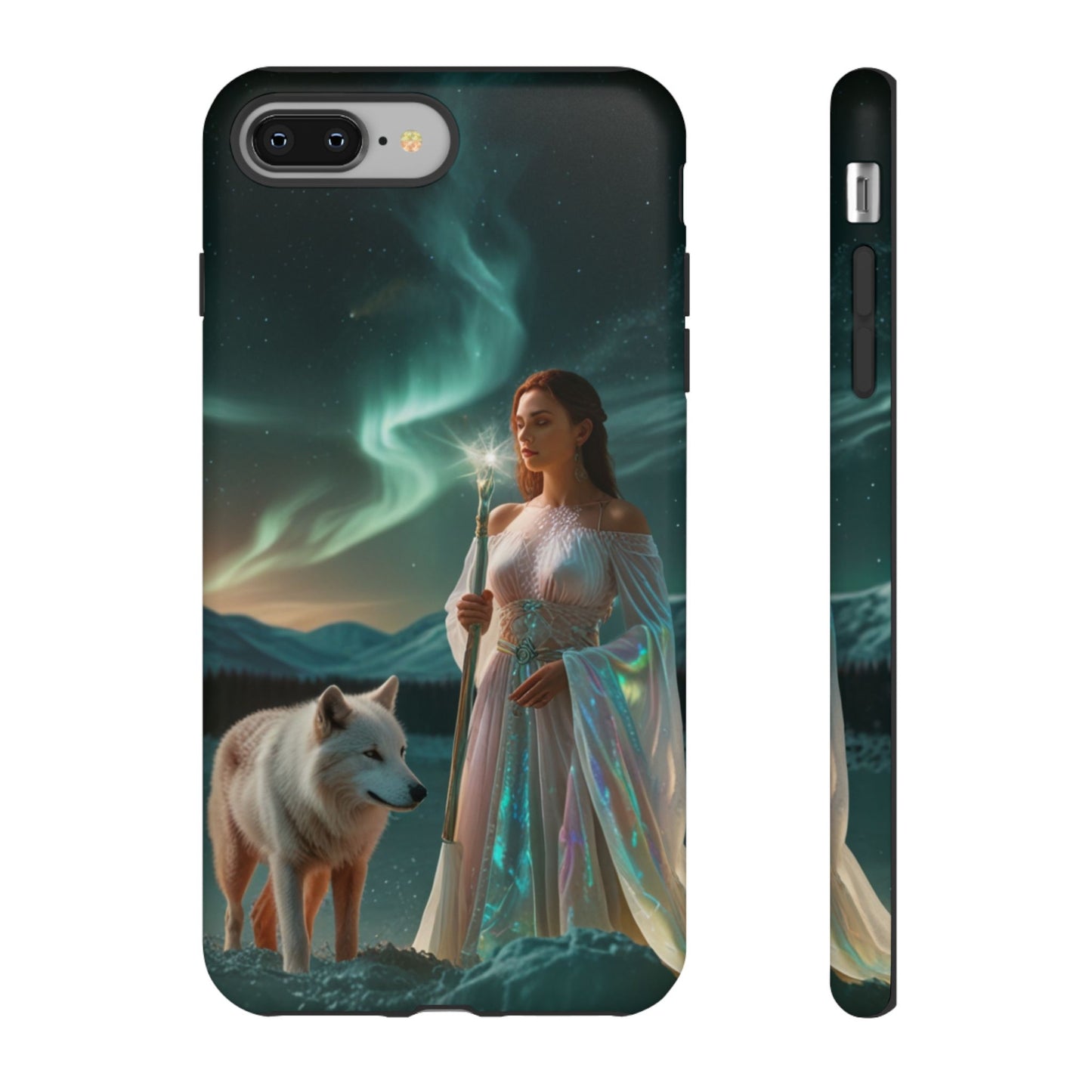 iPhone Mystic Guardian Phone Case — Aurora Wolf Woman Protective Cover