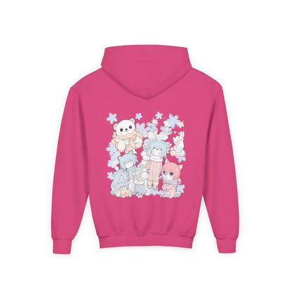 Youth Hoodie — Pastel Kawaii Plush Friends Graphic