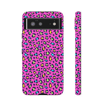 Funda resistente para teléfono Google Pink Neon Leopard: protector con estampado animal brillante