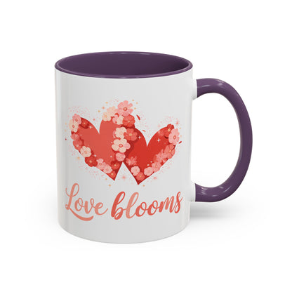 Love Blooms Accent Coffee Mug — Floral Heart 11/15oz