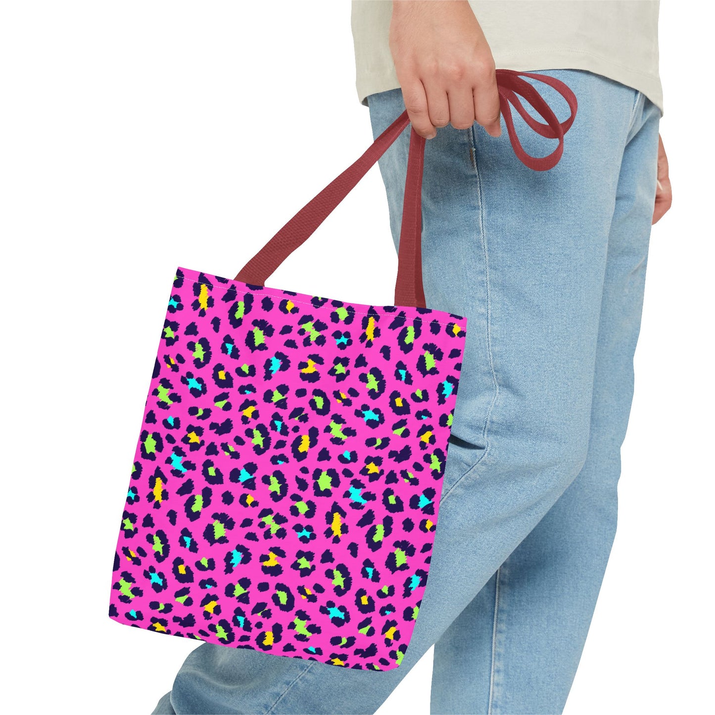 Pink Neon Leopard Print Tote Bag — Bold Animal Print Shopper