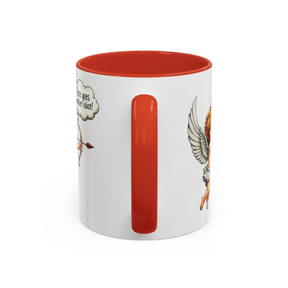 Cupid Coffee Mug — Vintage Cherub Saying "There goes another idiot!" Accent Mug