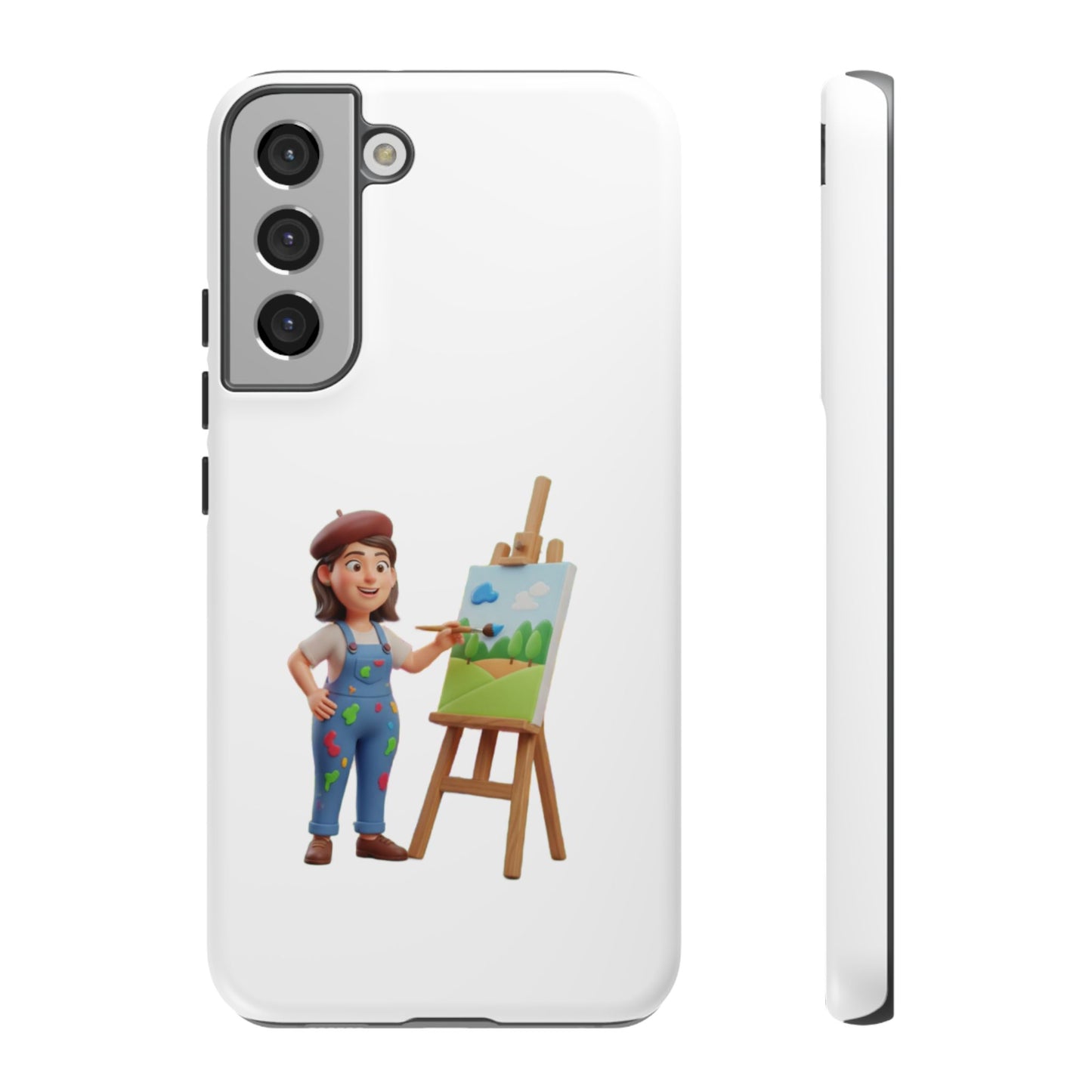 Samsung Handyhülle mit Künstlermotiv – Schutzhülle mit niedlicher Illustration einer Malerin