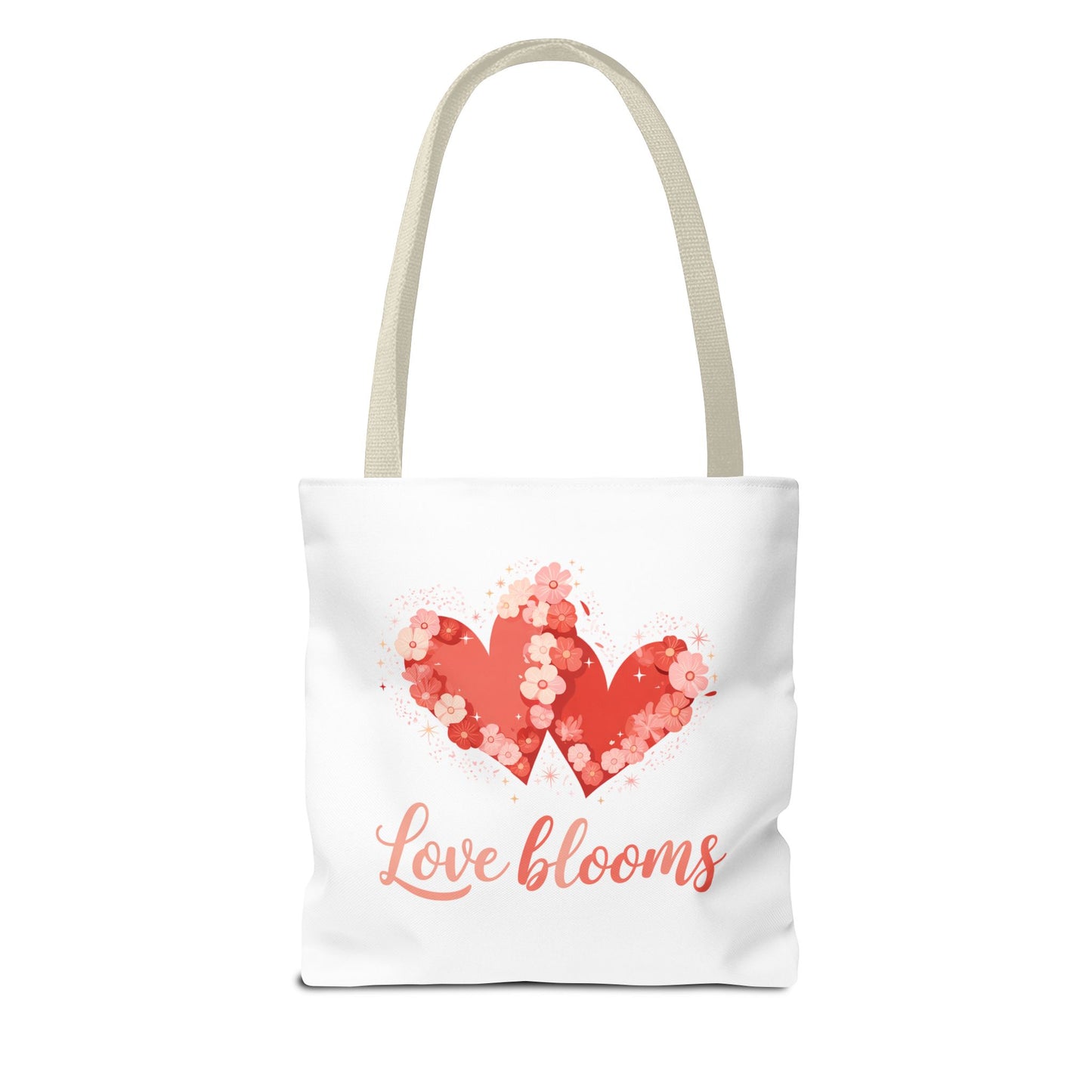 Love Blooms Heart Tote Bag — Floral Valentine Canvas Tote