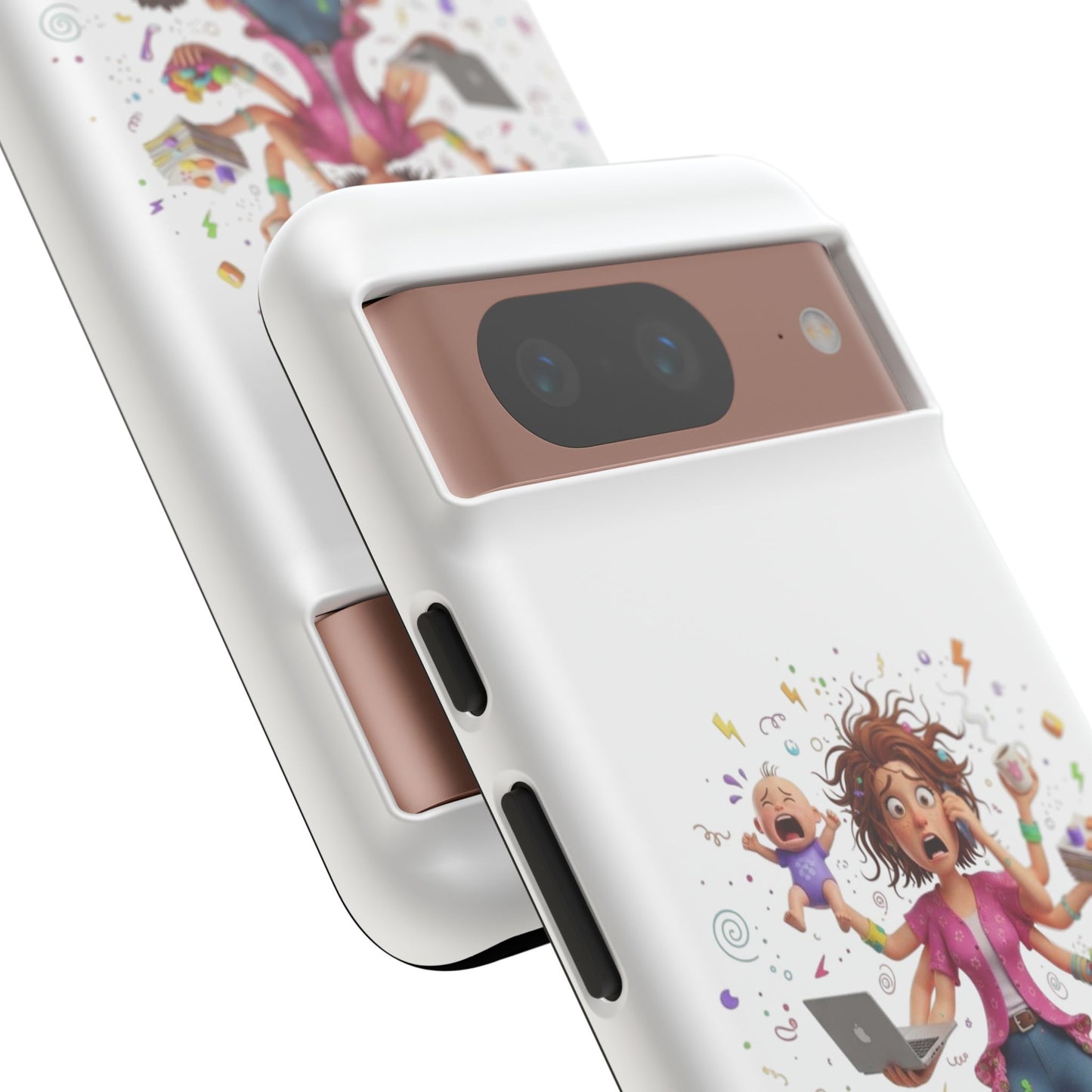 Funda para Google Phone - Diseño de caricatura de mamá frenética (Vida de mamá caótica y divertida)