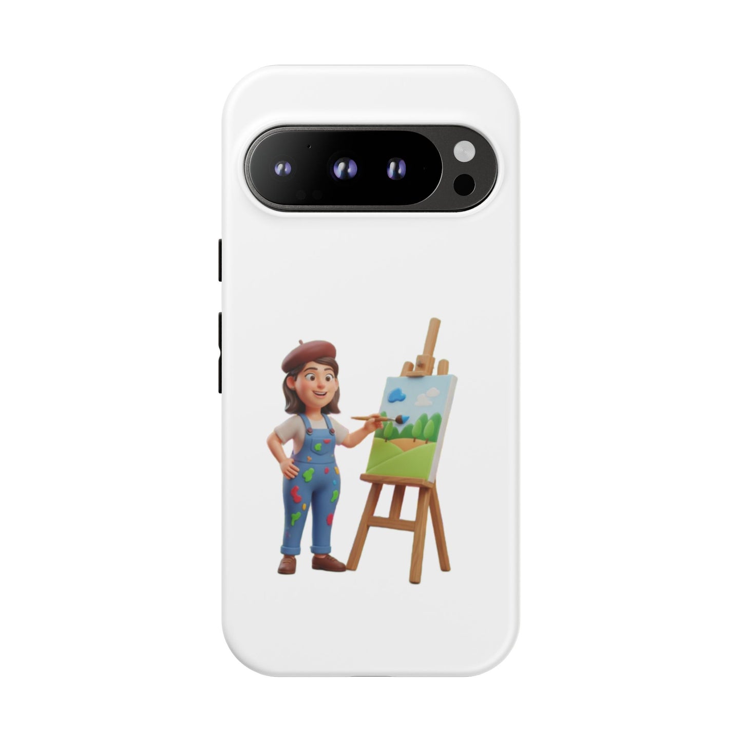 Google Artist Painting Phone Case — Cute Female Painter Illustration Phone Cover