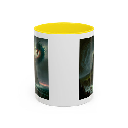 Fantasy Dragon Accent Coffee Mug – Unique Art for Gift Giving, Home Decor, Office Vibes, Halloween, etc.